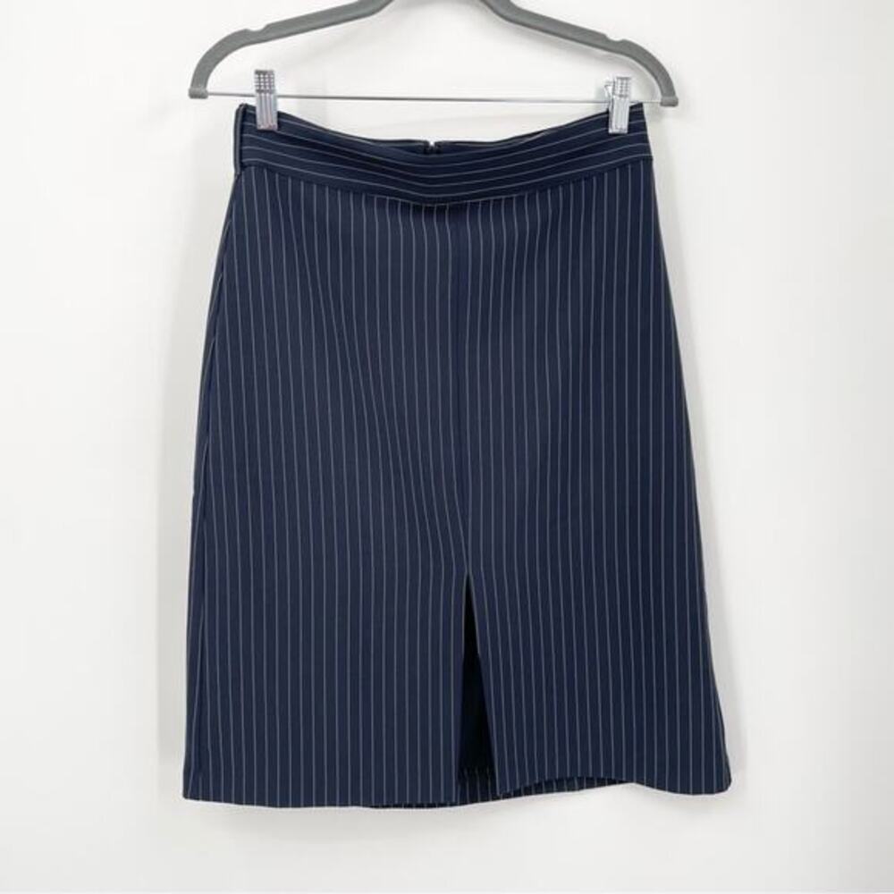 Banana Republic Factory Navy Pinstripe Knee-Length Skirt